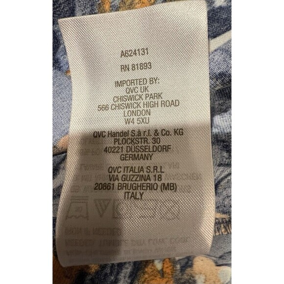 Denim & Co. Floral Printed Blouse with Neck Tie Detail - Navy Size XL QVC D&Co. - Picture 8 of 9